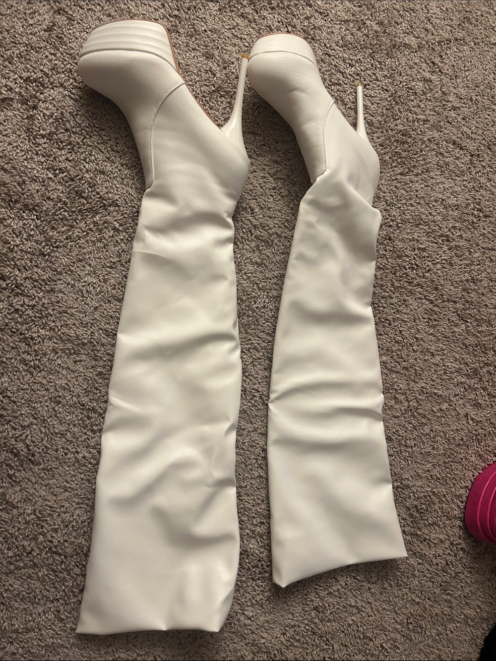 White Over-the-Knee Platform Stiletto Boots